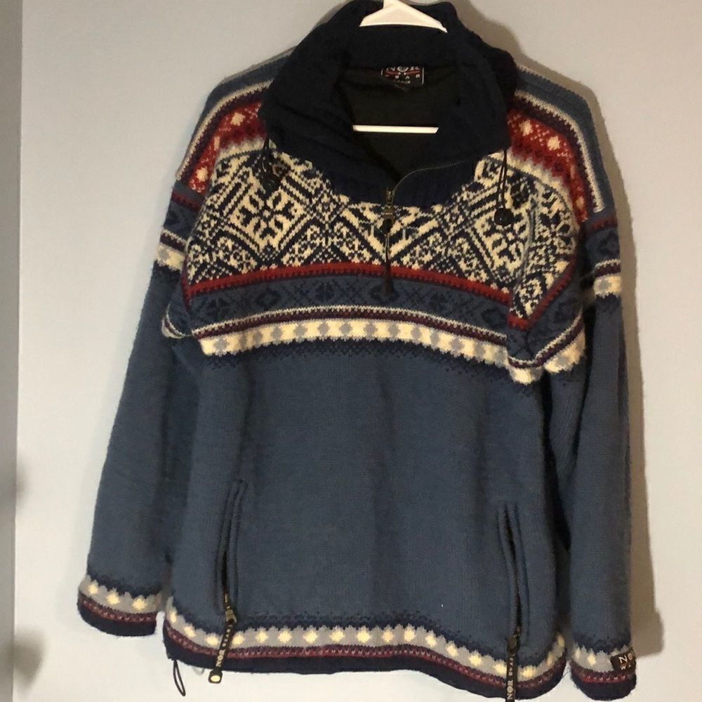Nor Wear Icelandic Wool Blue 1/4 Zip Sweater